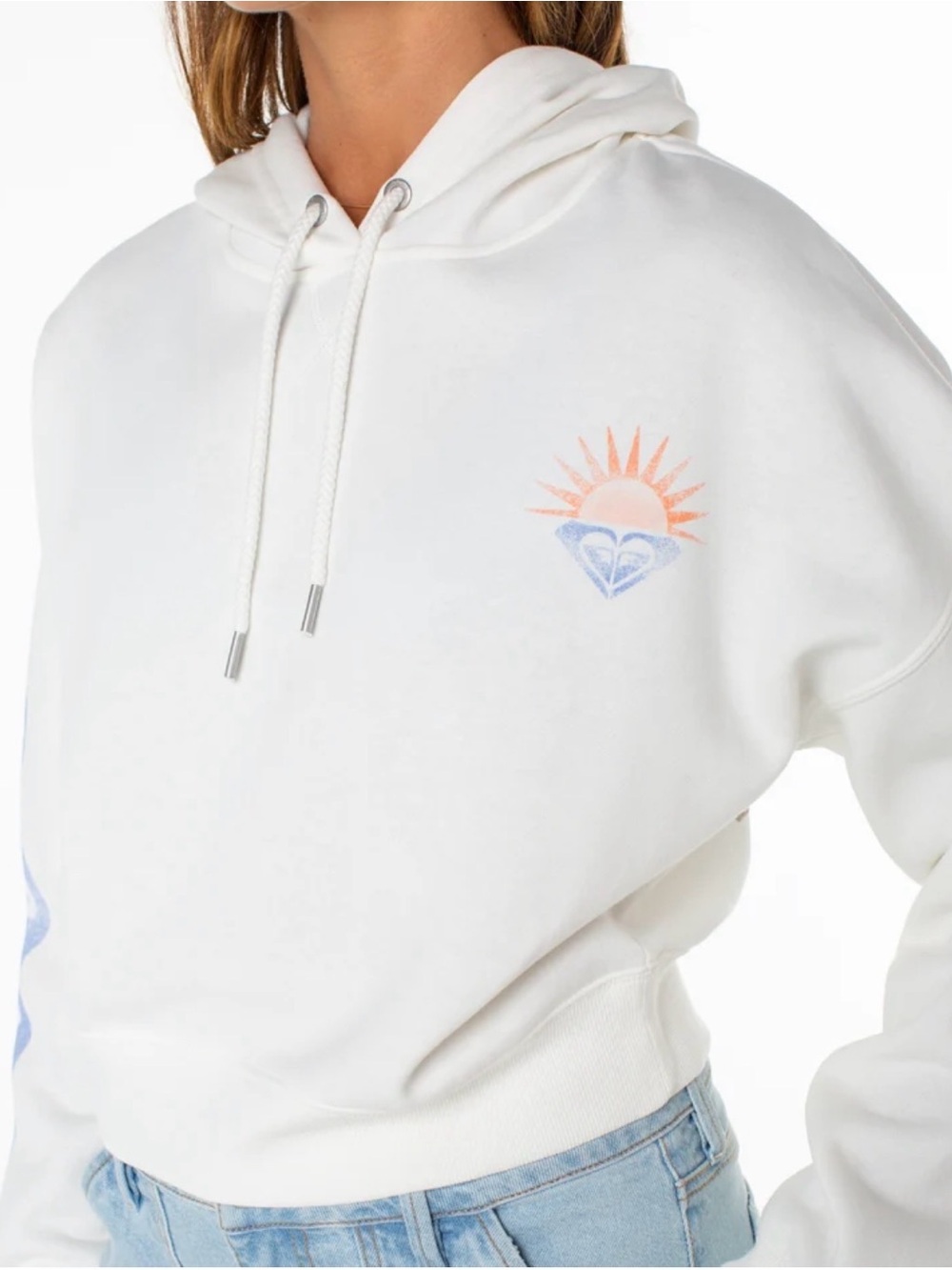 Roxy Cropped White Hoodie NWT